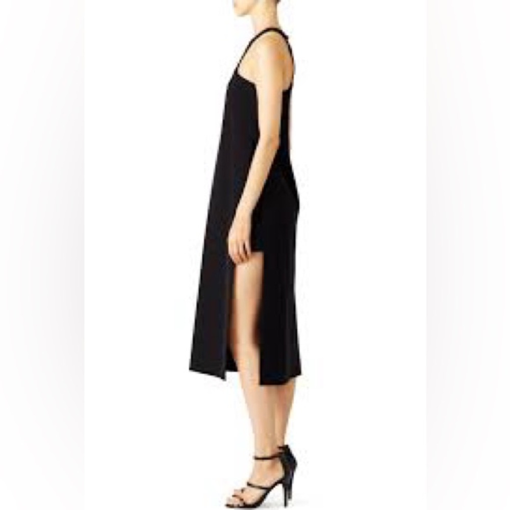 Milly Megan Dress Black Sleeveless Midi Dress Side Slit Cocktail Dress Size 6 - Picture 4 of 10